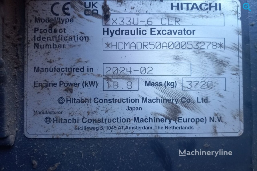 Мини-экскаватор Hitachi ZX33U-6