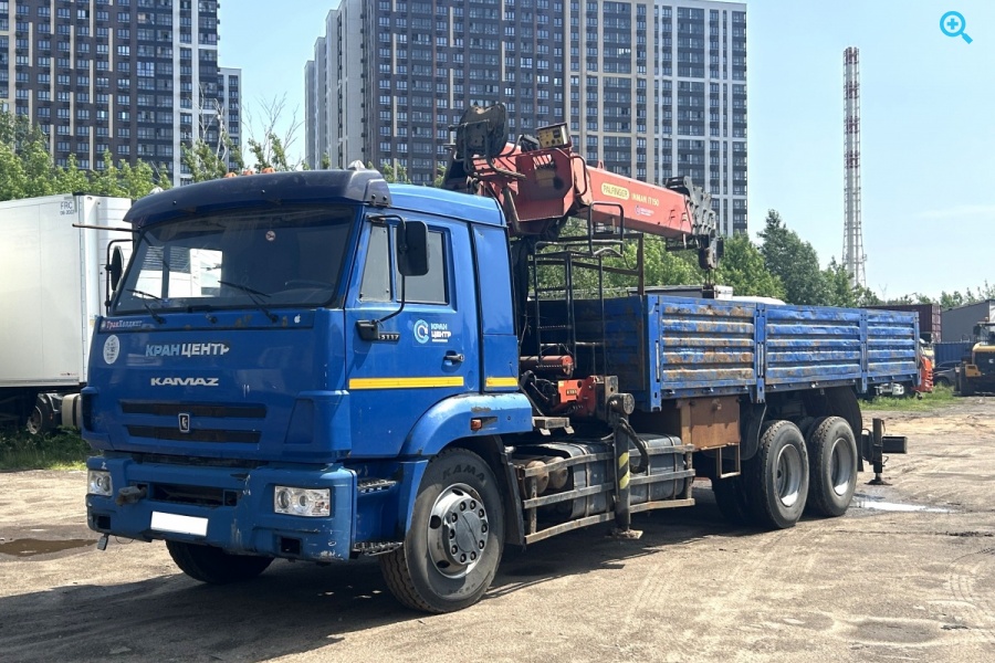 Бортовой КАМАЗ 65115 с крано-манипуляторной установкой КМУ Palfinger Inman it 150